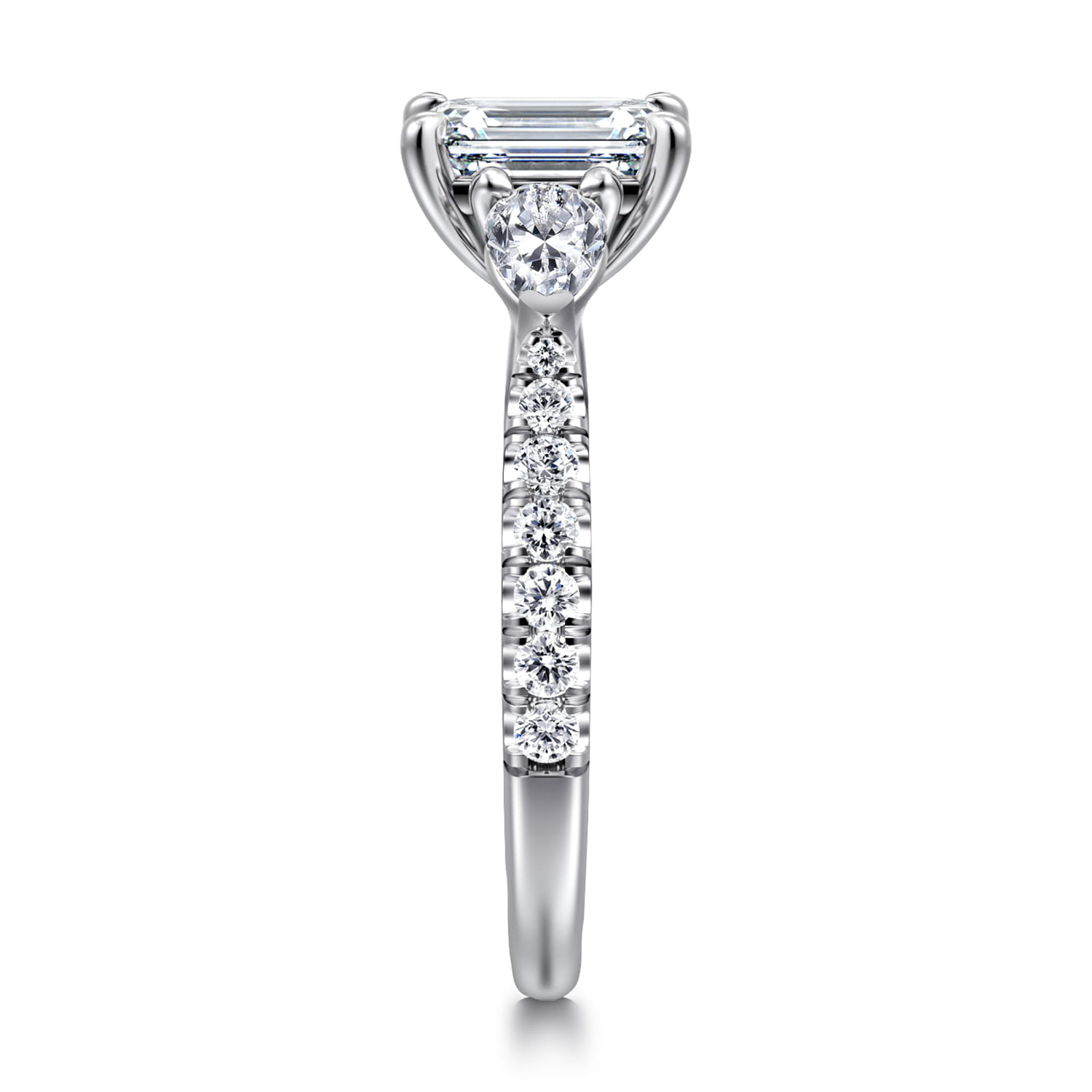 Abina - 14K White Gold Emerald Cut Three Stone Diamond Engagement Ring - 0.75 ct - Shot 4