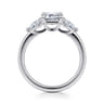 Adalia - 14K White Gold Emerald Cut Three Stone Diamond Engagement Ring - 0.6 ct