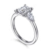 Adalia - 14K White Gold Emerald Cut Three Stone Diamond Engagement Ring - 0.6 ct