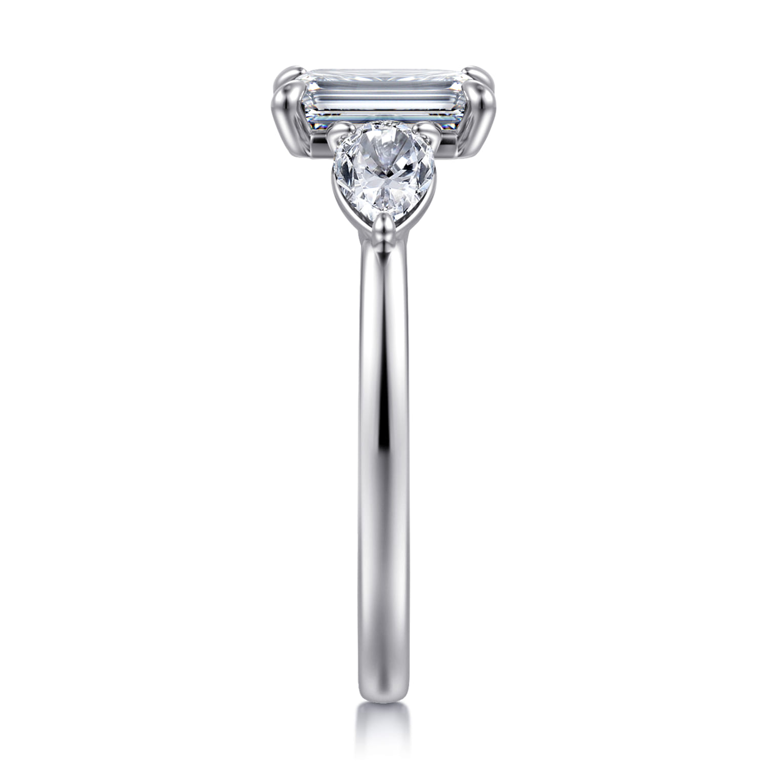 Adalia - 14K White Gold Emerald Cut Three Stone Diamond Engagement Ring - 0.6 ct - Shot 4