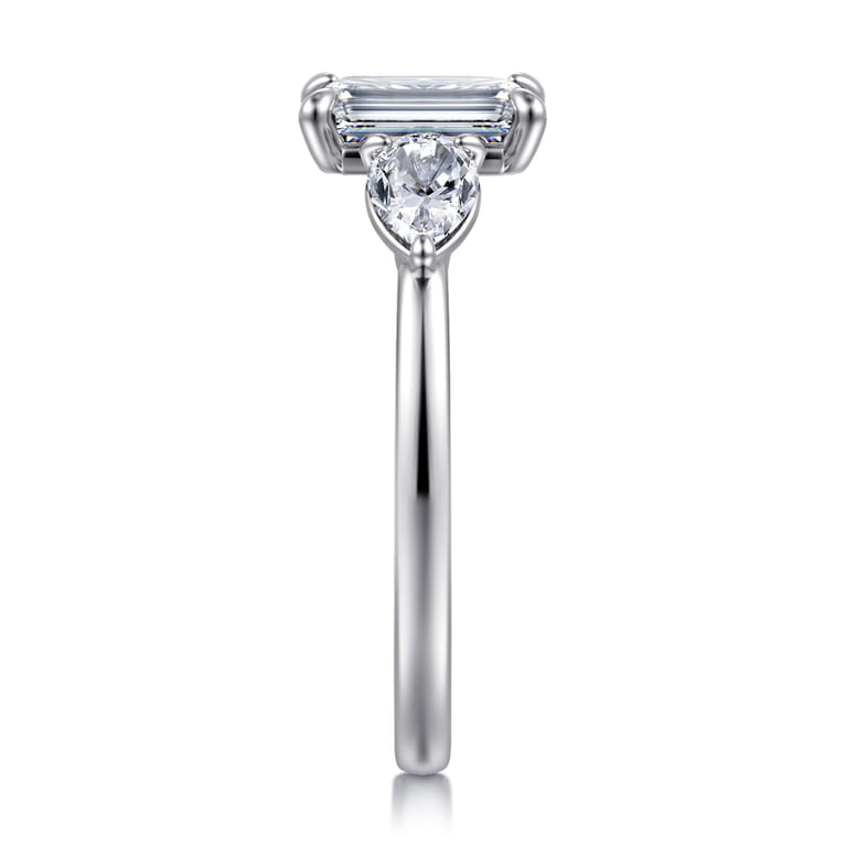 Adalia - 14K White Gold Emerald Cut Three Stone Diamond Engagement Ring - 0.6 ct - Shot 4