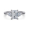 Adeline - 14K White Gold Emerald Cut Three Stone Diamond Engagement Ring - 0.35 ct