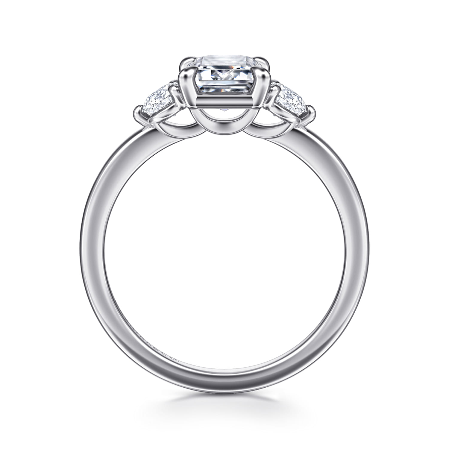 Adeline - 14K White Gold Emerald Cut Three Stone Diamond Engagement Ring - 0.35 ct - Shot 2