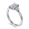 Adeline - 14K White Gold Emerald Cut Three Stone Diamond Engagement Ring - 0.35 ct