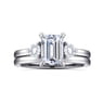 Adeline - 14K White Gold Emerald Cut Three Stone Diamond Engagement Ring - 0.35 ct