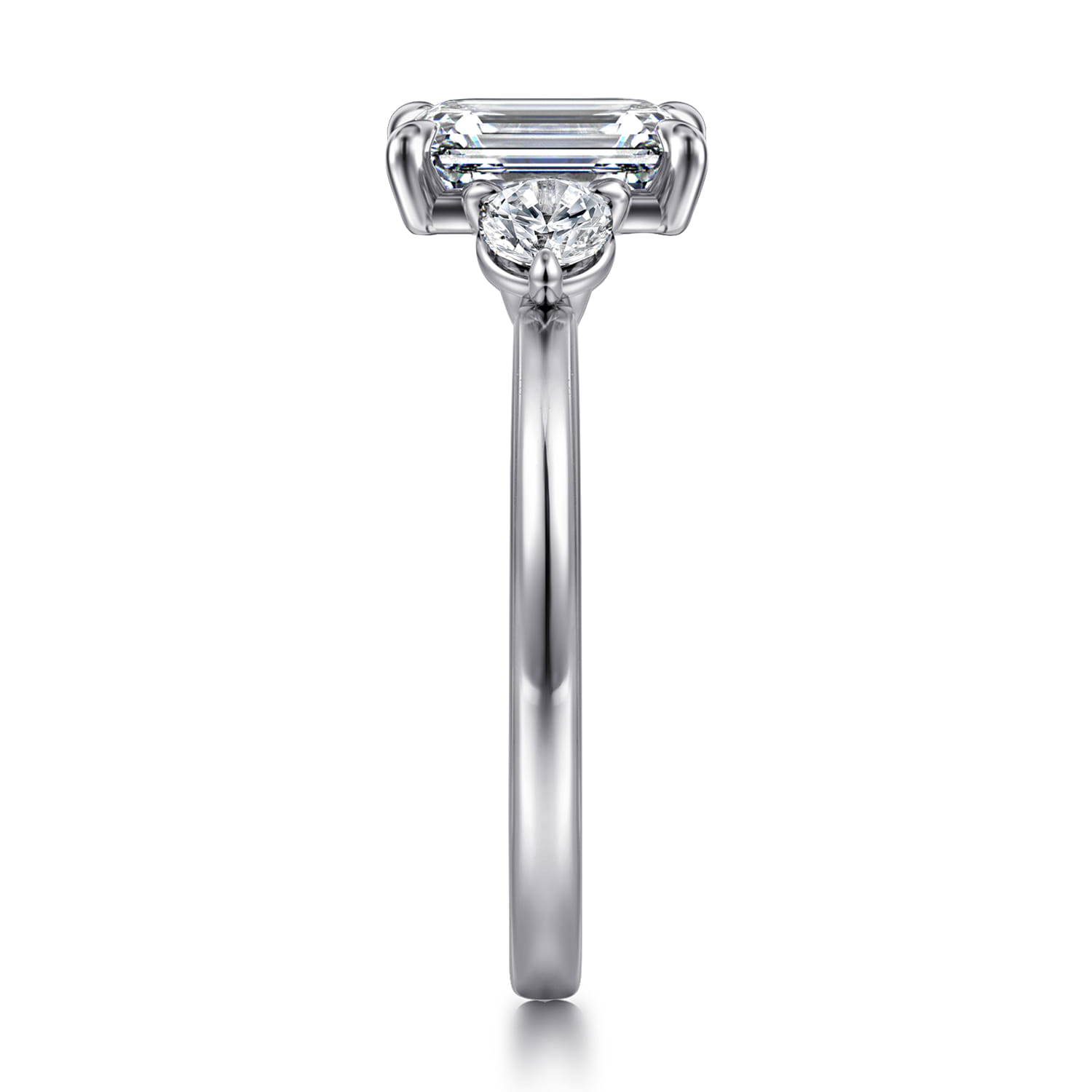 Adeline - 14K White Gold Emerald Cut Three Stone Diamond Engagement Ring - 0.35 ct - Shot 5