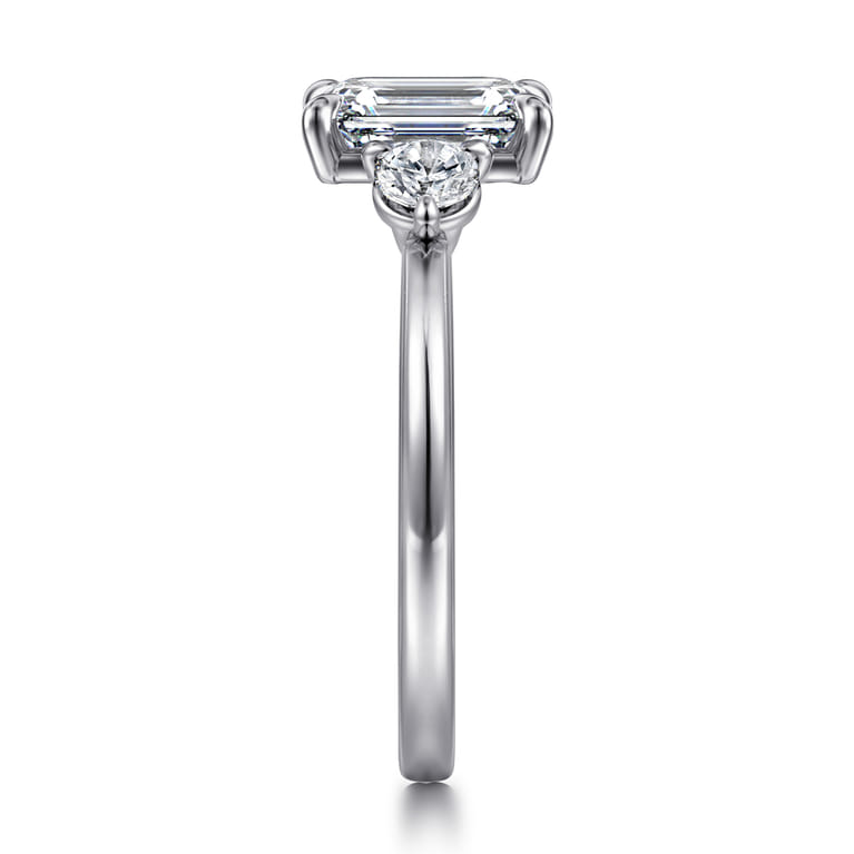 Adeline - 14K White Gold Emerald Cut Three Stone Diamond Engagement Ring - 0.35 ct - Shot 5