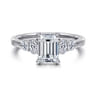 Wave - 14K White Gold Emerald Cut Diamond Engagement Ring - 0.4 ct