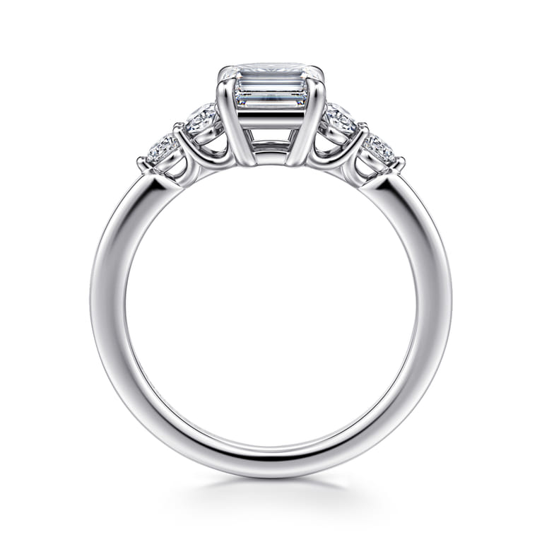 Wave - 14K White Gold Emerald Cut Diamond Engagement Ring - 0.4 ct - Shot 2