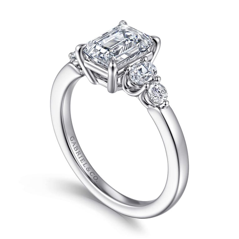 Wave - 14K White Gold Emerald Cut Diamond Engagement Ring - 0.4 ct - Shot 3