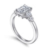 Wave - 14K White Gold Emerald Cut Diamond Engagement Ring - 0.4 ct