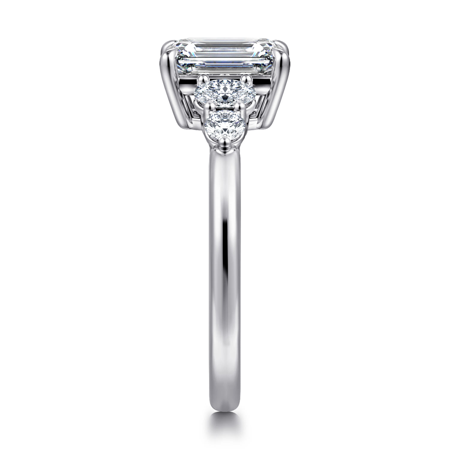 Wave - 14K White Gold Emerald Cut Diamond Engagement Ring - 0.4 ct - Shot 4