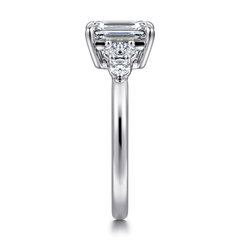 Wave - 14K White Gold Emerald Cut Diamond Engagement Ring - 0.4 ct - Shot 4