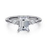 Dela - 14K White Gold Emerald Cut Three Stone Diamond Engagement Ring - 0.17 ct