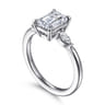 Dela - 14K White Gold Emerald Cut Three Stone Diamond Engagement Ring - 0.17 ct