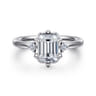 Blaise - 14K White Gold Emerald Cut Three Stone Diamond Engagement Ring - 0.08 ct