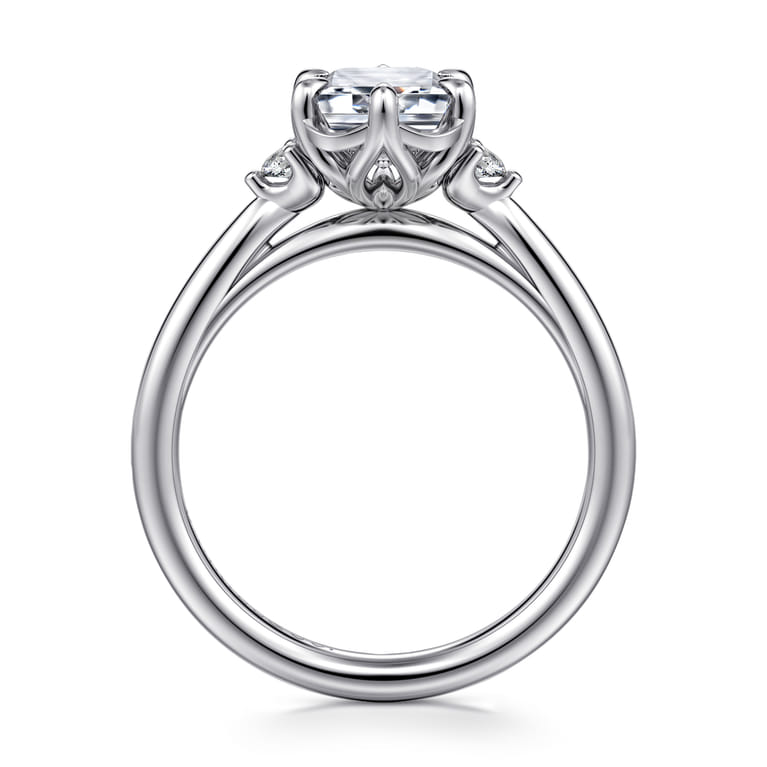 Blaise - 14K White Gold Emerald Cut Three Stone Diamond Engagement Ring - 0.08 ct - Shot 2