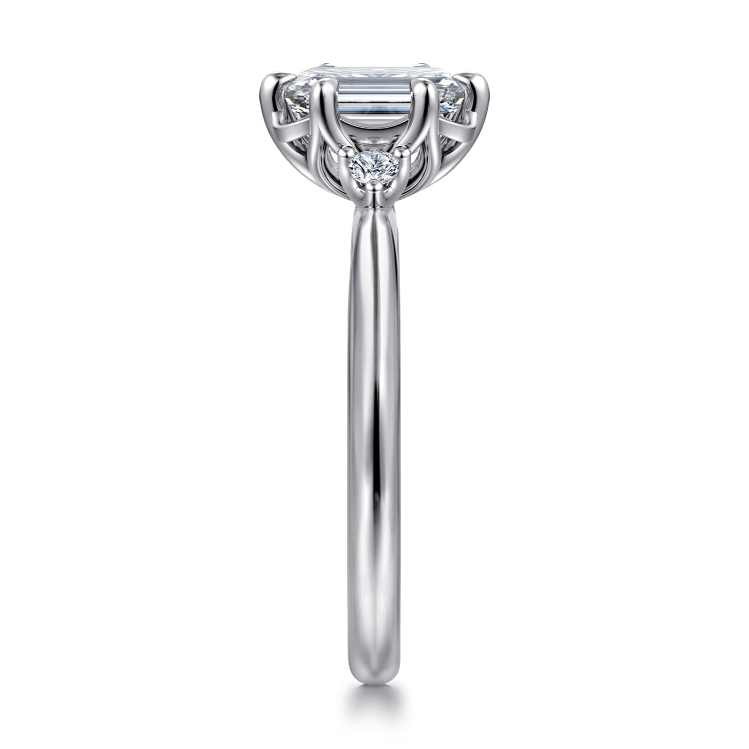 Blaise - 14K White Gold Emerald Cut Three Stone Diamond Engagement Ring - 0.08 ct - Shot 4