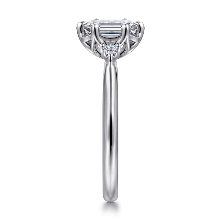 Blaise - 14K White Gold Emerald Cut Three Stone Diamond Engagement Ring - 0.08 ct - Shot 4