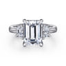 Barie - 14K White Gold Trapezoid Cut Three Stone Diamond Engagement Ring - 0.4 ct