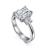 Barie - 14K White Gold Trapezoid Cut Three Stone Diamond Engagement Ring - 0.4 ct