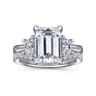 Barie - 14K White Gold Trapezoid Cut Three Stone Diamond Engagement Ring - 0.4 ct