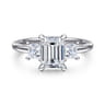 Antonia - 14K White Gold Emerald Cut Three Stone Diamond Engagement Ring - 0.5 ct
