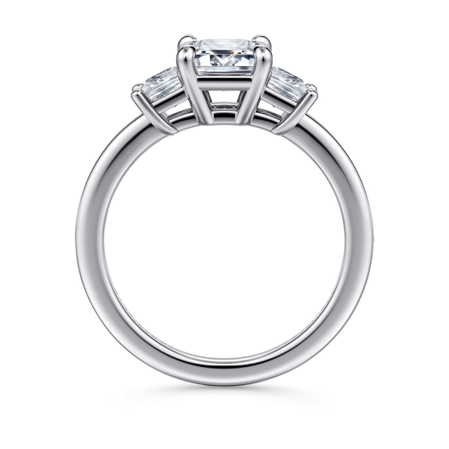 Antonia - 14K White Gold Emerald Cut Three Stone Diamond Engagement Ring - 0.5 ct - Shot 2