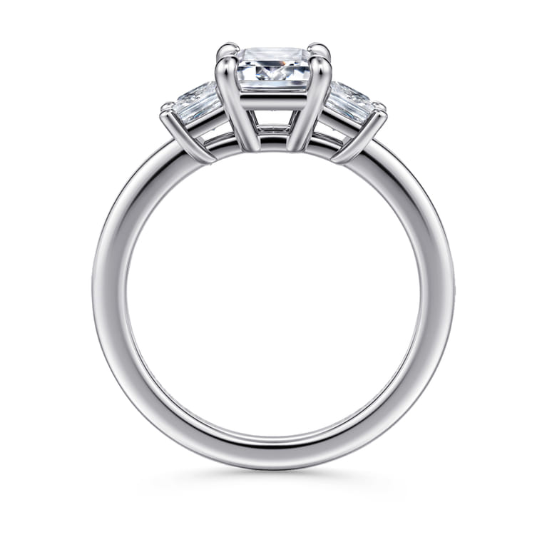 Antonia - 14K White Gold Emerald Cut Three Stone Diamond Engagement Ring - 0.5 ct - Shot 2
