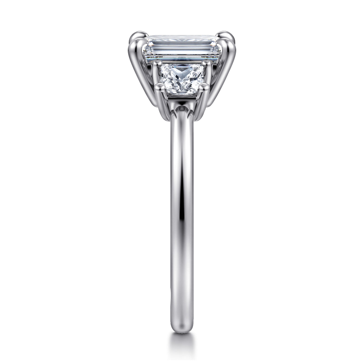 Antonia - 14K White Gold Emerald Cut Three Stone Diamond Engagement Ring - 0.5 ct - Shot 4