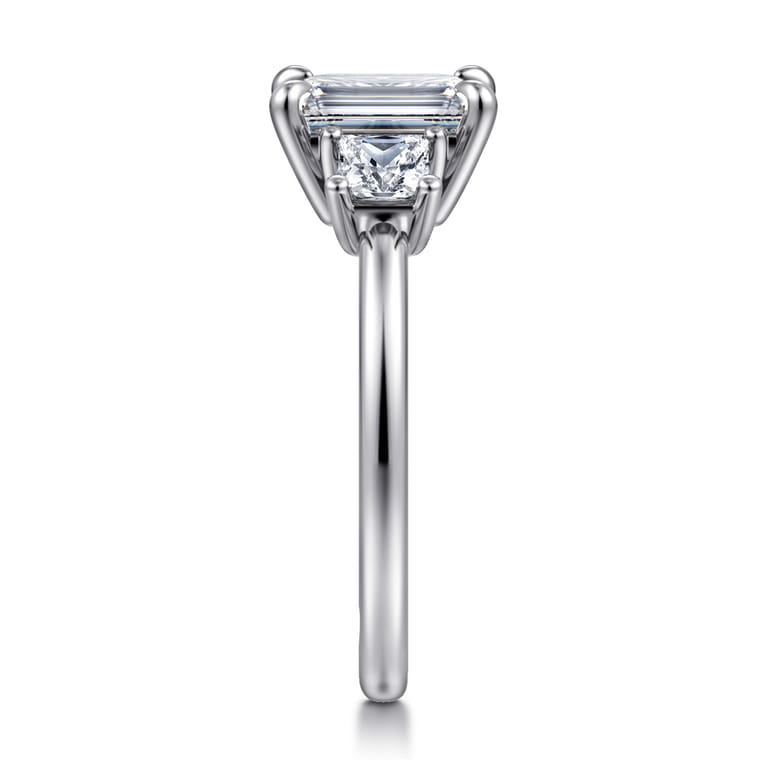 Antonia - 14K White Gold Emerald Cut Three Stone Diamond Engagement Ring - 0.5 ct - Shot 4