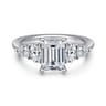 Estefani - 14K White Gold Emerald Cut Diamond Engagement Ring - 0.8 ct