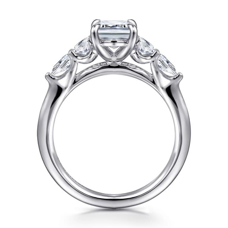 Estefani - 14K White Gold Emerald Cut Diamond Engagement Ring - 0.8 ct - Shot 2
