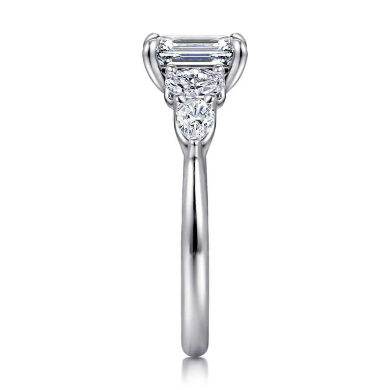 Estefani - 14K White Gold Emerald Cut Diamond Engagement Ring - 0.8 ct - Shot 4