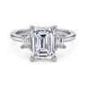 Stephi - 14K White Gold Emerald Cut Three Stone Diamond Engagement Ring - 0.5 ct