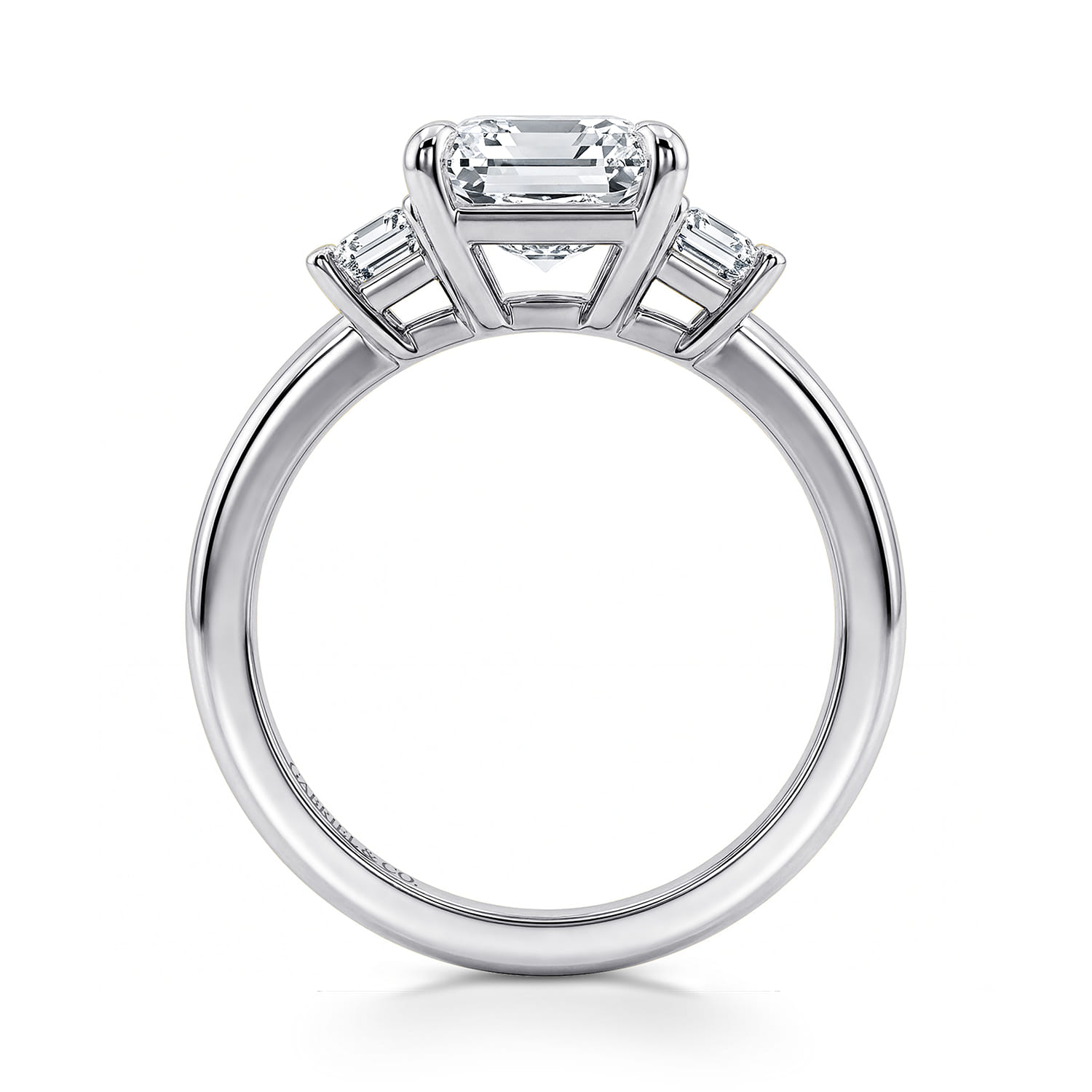 Stephi - 14K White Gold Emerald Cut Three Stone Diamond Engagement Ring - 0.5 ct - Shot 2