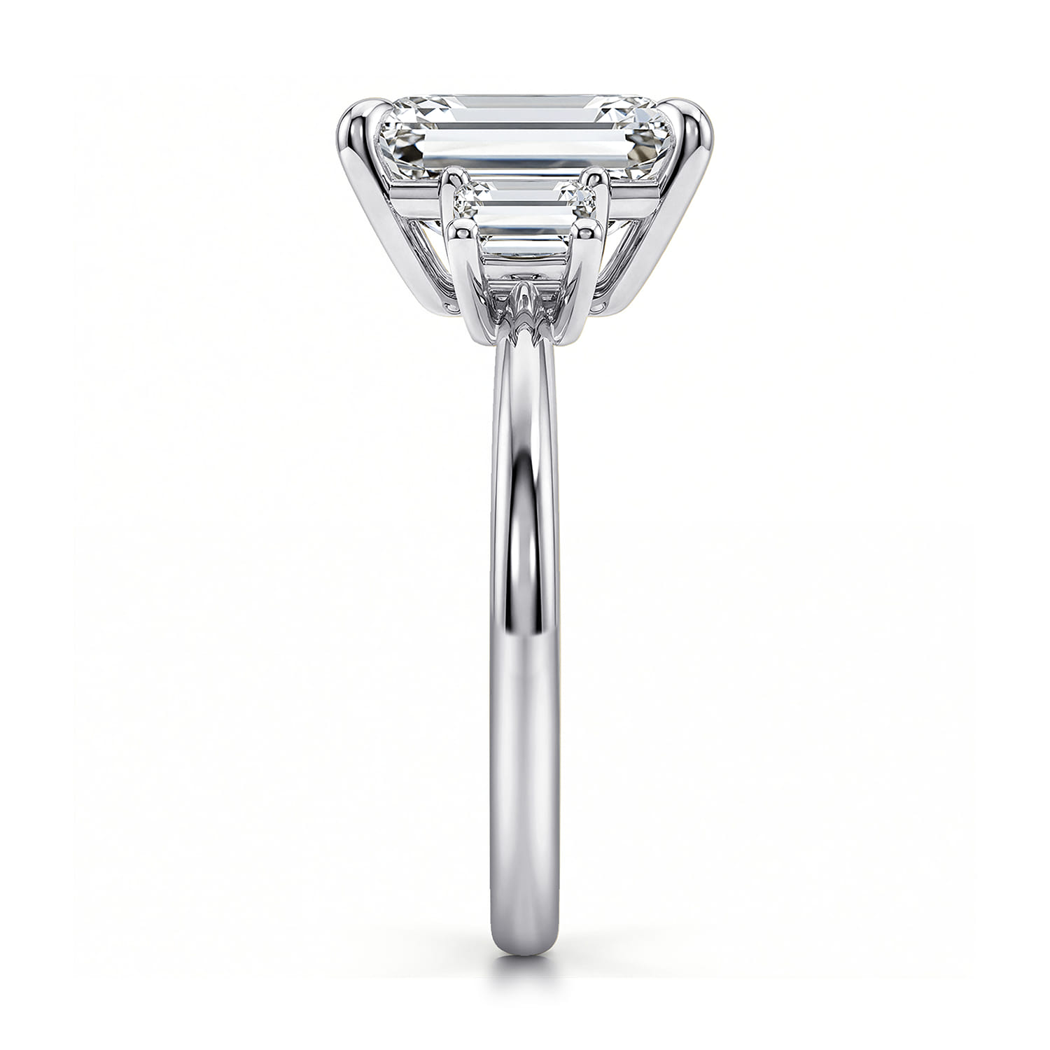 Stephi - 14K White Gold Emerald Cut Three Stone Diamond Engagement Ring - 0.5 ct - Shot 4