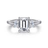 Stephi - 14K White Gold Emerald Cut Three Stone Diamond Engagement Ring - 0.5 ct