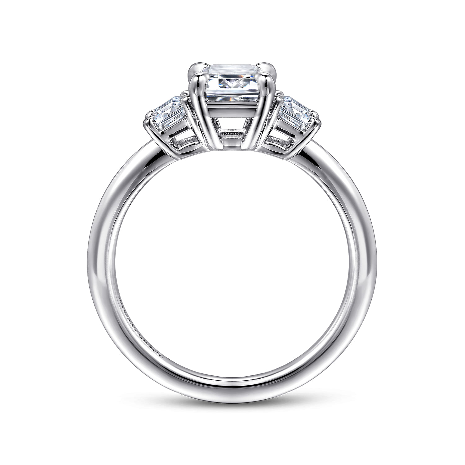 Stephi - 14K White Gold Emerald Cut Three Stone Diamond Engagement Ring - 0.5 ct - Shot 2