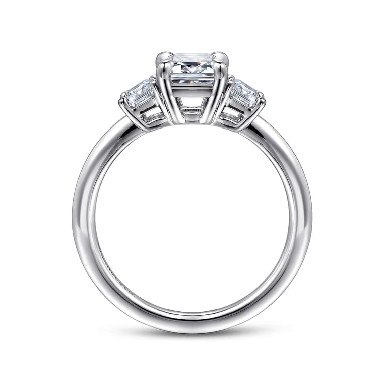 Stephi - 14K White Gold Emerald Cut Three Stone Diamond Engagement Ring - 0.5 ct - Shot 2
