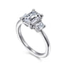 Stephi - 14K White Gold Emerald Cut Three Stone Diamond Engagement Ring - 0.5 ct