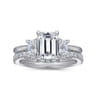 Stephi - 14K White Gold Emerald Cut Three Stone Diamond Engagement Ring - 0.5 ct