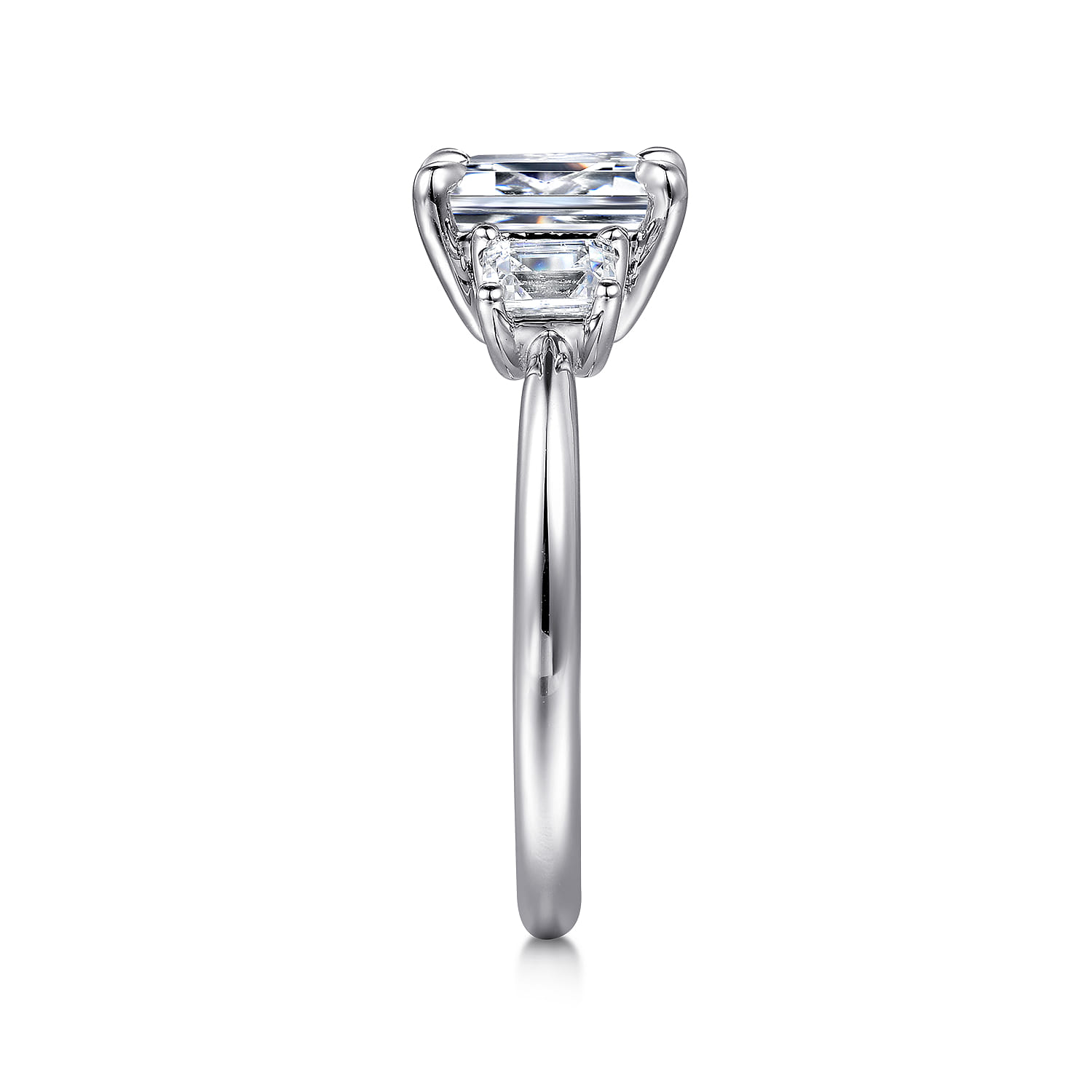 Stephi - 14K White Gold Emerald Cut Three Stone Diamond Engagement Ring - 0.5 ct - Shot 5