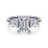 Stephi - 14K White Gold Emerald Cut Three Stone Diamond Engagement Ring - 0.5 ct