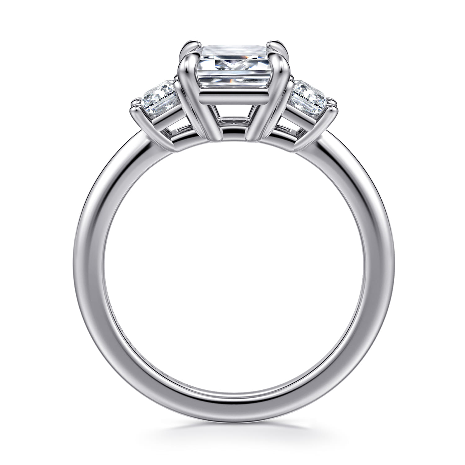 Stephi - 14K White Gold Emerald Cut Three Stone Diamond Engagement Ring - 0.5 ct - Shot 2