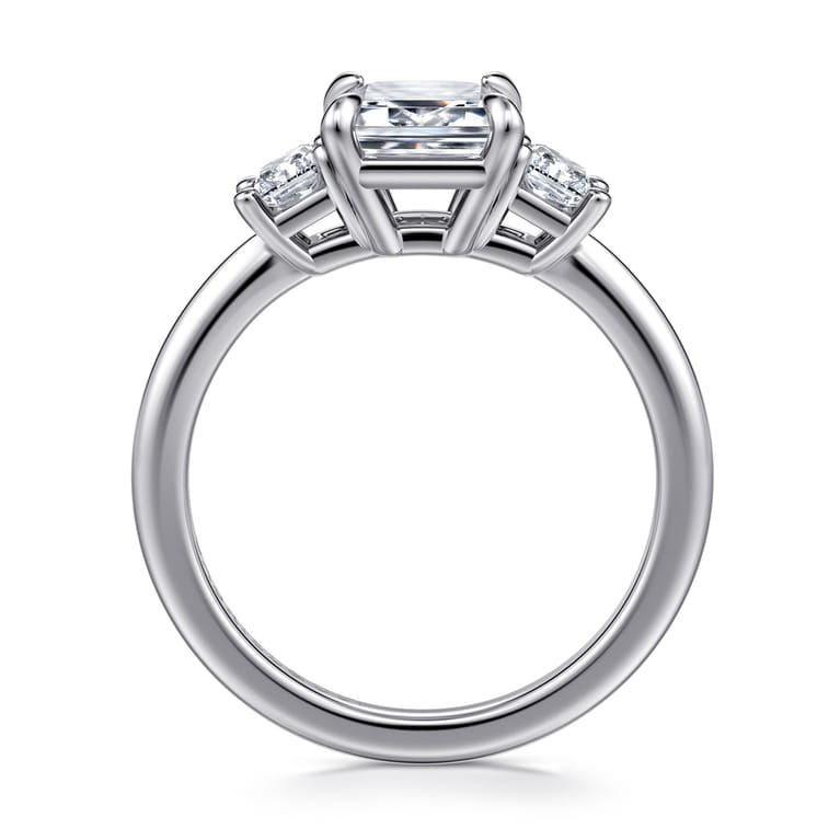 Stephi - 14K White Gold Emerald Cut Three Stone Diamond Engagement Ring - 0.5 ct - Shot 2