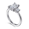 Stephi - 14K White Gold Emerald Cut Three Stone Diamond Engagement Ring - 0.5 ct