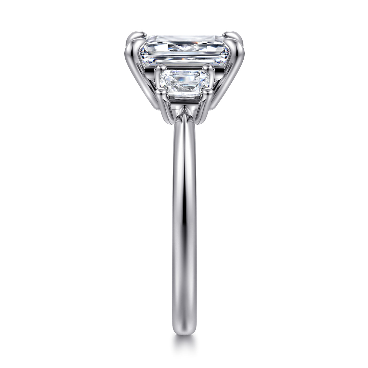 Stephi - 14K White Gold Emerald Cut Three Stone Diamond Engagement Ring - 0.5 ct - Shot 4