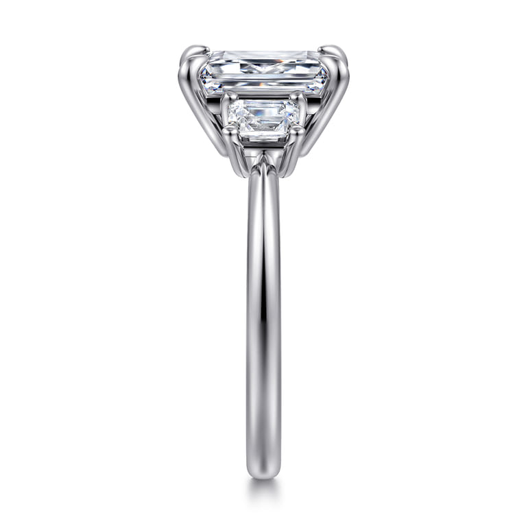 Stephi - 14K White Gold Emerald Cut Three Stone Diamond Engagement Ring - 0.5 ct - Shot 4