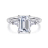 Feana - 14K White Gold Emerald Cut Three Stone Diamond Engagement Ring - 0.4 ct